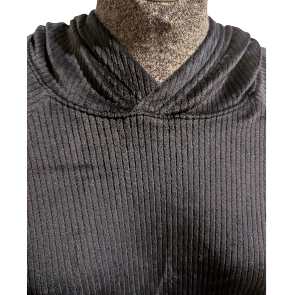 All in Motion Navy Black Velour Ribbed Zip-Up Hoodie Sz M - Picture 4 of 8